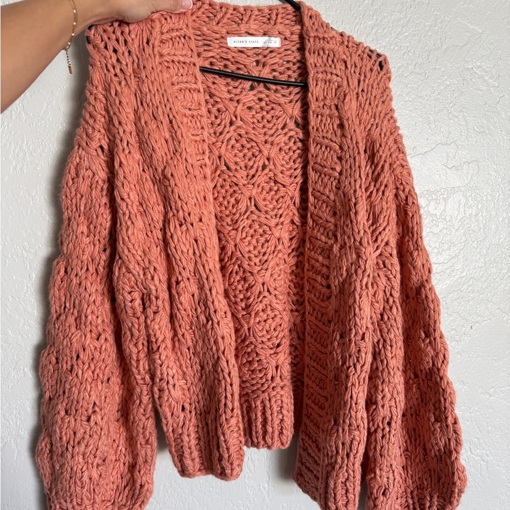 Altar'd State Terracotta Chunky Knit Cardigan